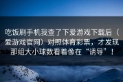 吃饭刷手机我查了下爱游戏下载后（爱游戏官网）对照体育彩票，才发现那组大小球数看着像在“诱导”！