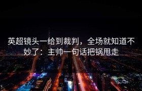 英超镜头一给到裁判，全场就知道不妙了：主帅一句话把锅甩走