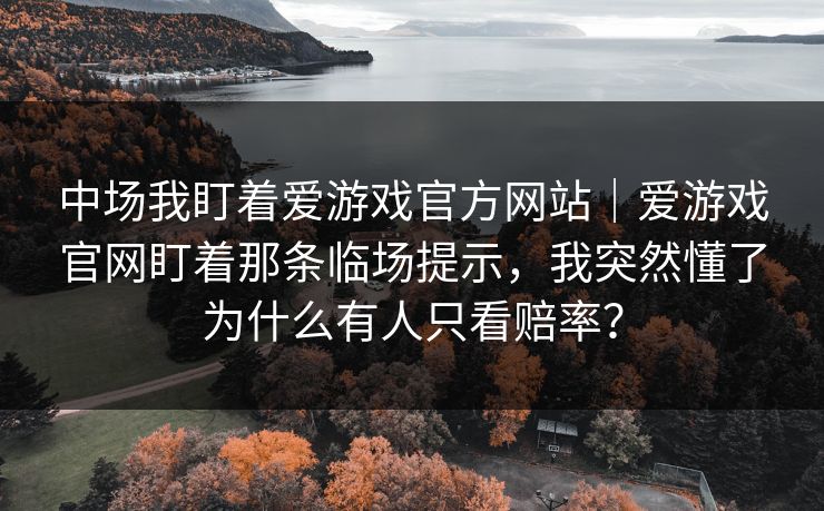 中场我盯着爱游戏官方网站｜爱游戏官网盯着那条临场提示，我突然懂了为什么有人只看赔率？