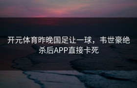 开元体育昨晚国足让一球，韦世豪绝杀后APP直接卡死