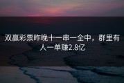 双赢彩票昨晚十一串一全中，群里有人一单赚2.8亿