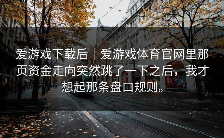 爱游戏下载后｜爱游戏体育官网里那页资金走向突然跳了一下之后，我才想起那条盘口规则。