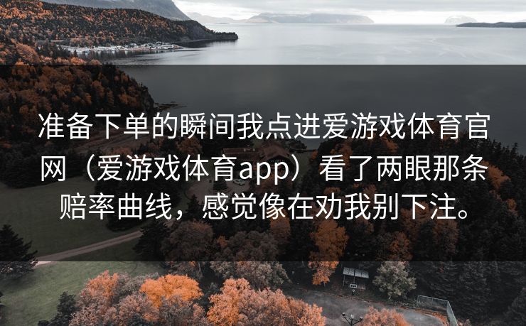 准备下单的瞬间我点进爱游戏体育官网（爱游戏体育app）看了两眼那条赔率曲线，感觉像在劝我别下注。