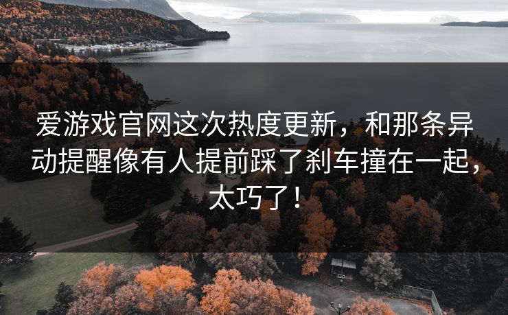 爱游戏官网这次热度更新，和那条异动提醒像有人提前踩了刹车撞在一起，太巧了！