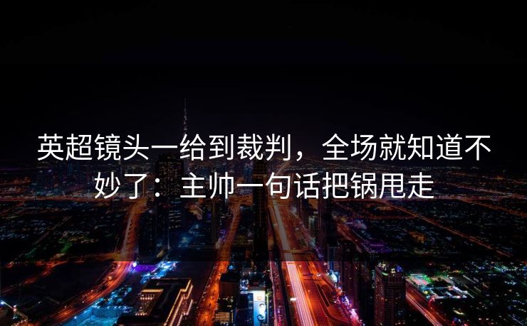英超镜头一给到裁判，全场就知道不妙了：主帅一句话把锅甩走