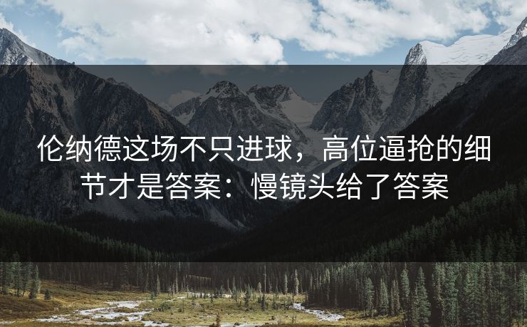 伦纳德这场不只进球，高位逼抢的细节才是答案：慢镜头给了答案