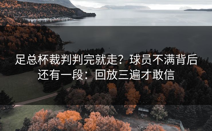 足总杯裁判判完就走？球员不满背后还有一段：回放三遍才敢信